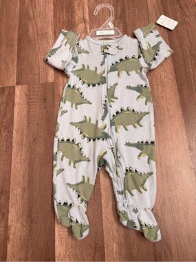 Carter's light gray and olive green baby zipper sleeper. 200